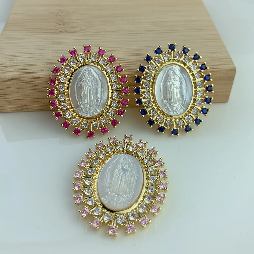 

Винтажный кулон с изображением Девы Гуадалупской из перламутра для женщин