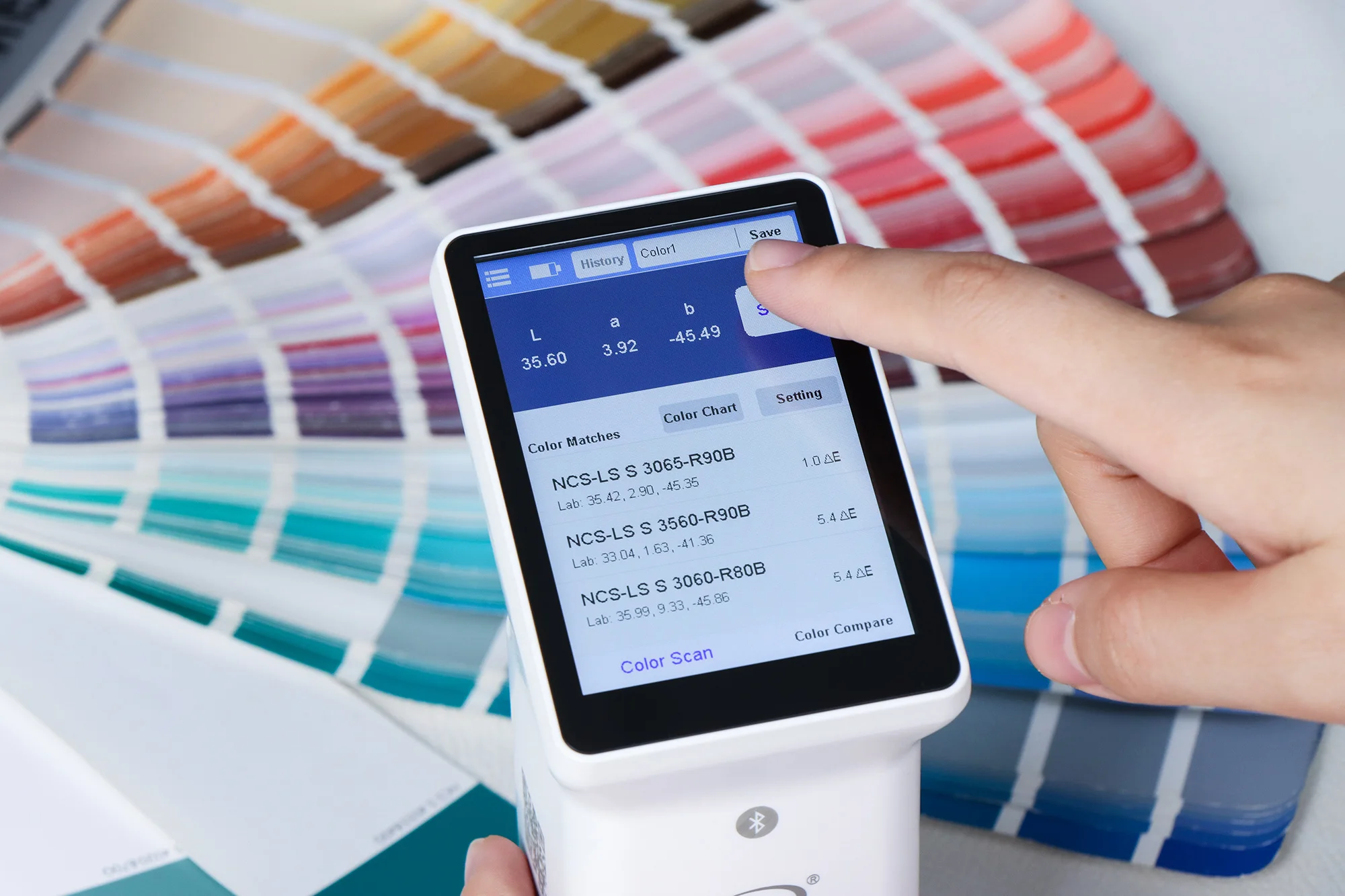 LS172 Portable Color Difference Meter, D65 Light Source Paint, fácil de usar, Touch Screen, APP, PC Software Cmyk, 45 °, 0 °
