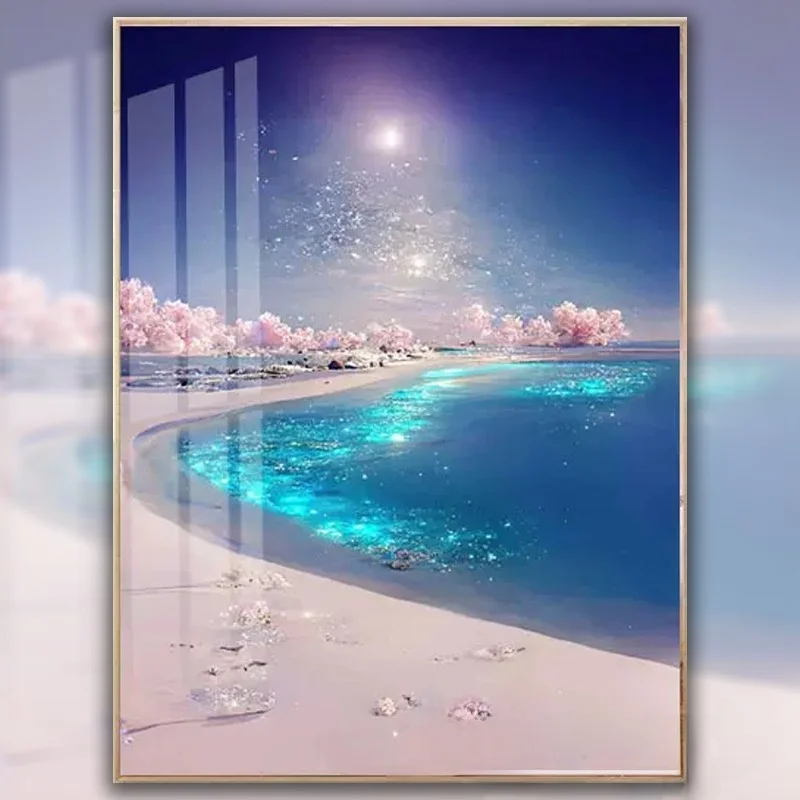 

Набор для вышивания крестиком ручной работы: Звездное море, пейзаж, вышивка Бри Стоун Стиер для гостиной, спальни, простой современный стиль, хлопок...