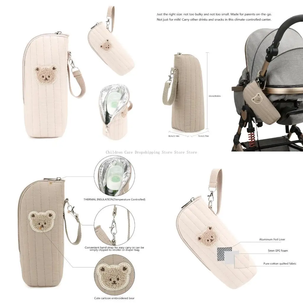 

Lightweight Cotton Insulated Bottle Sleeve For Infant Feeding Travel Essential