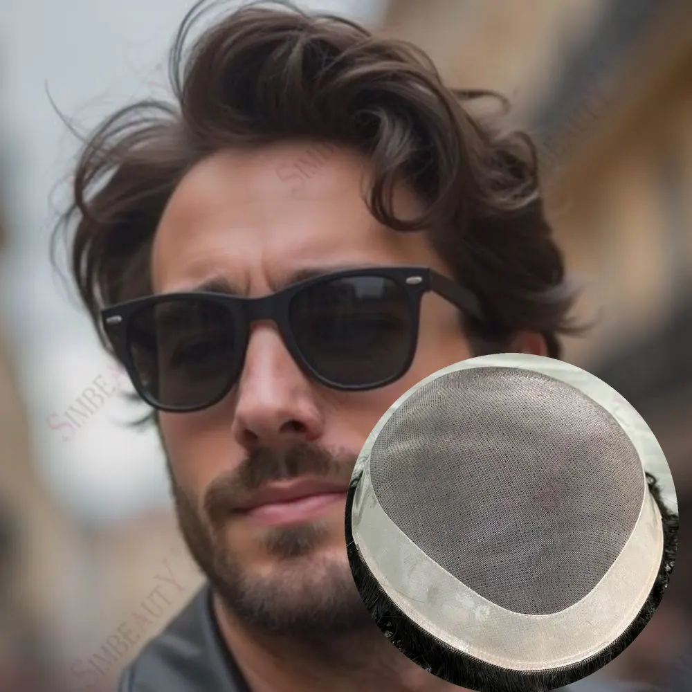 

Male Hair Capillary Prosthesis Durable Fine Mono Man Wig Brown Blonde Toupee Men Human Hair Men's hair Replacement Systems