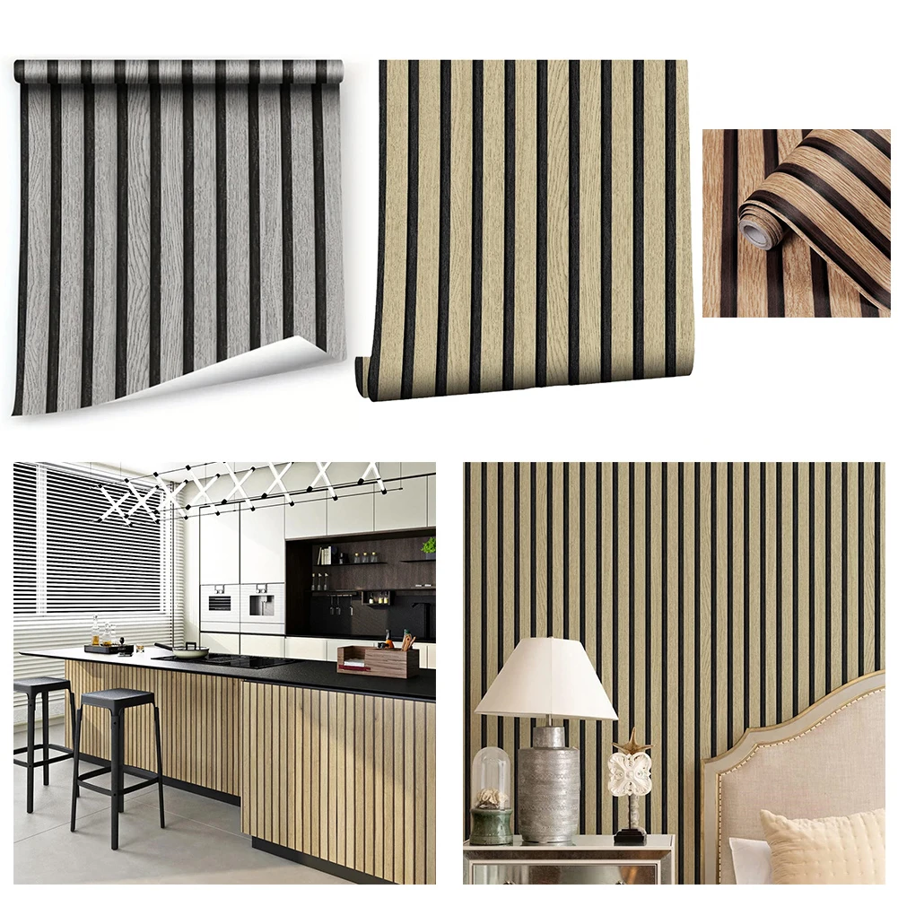 3 Meters Wood Grain Waterproof Stickers PVC Wall-paper Cabinet Living Room Background Wall Sticker 45cm