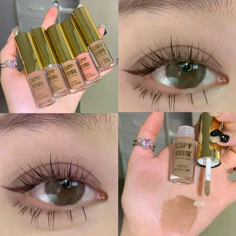 Barra de sombra de ojos líquida con purpurina marrón, pigmento de rubor de contorno, brillo fino, mate, Natural, para mejillas, leche, café, sombra, crema, maquillaje de ojos