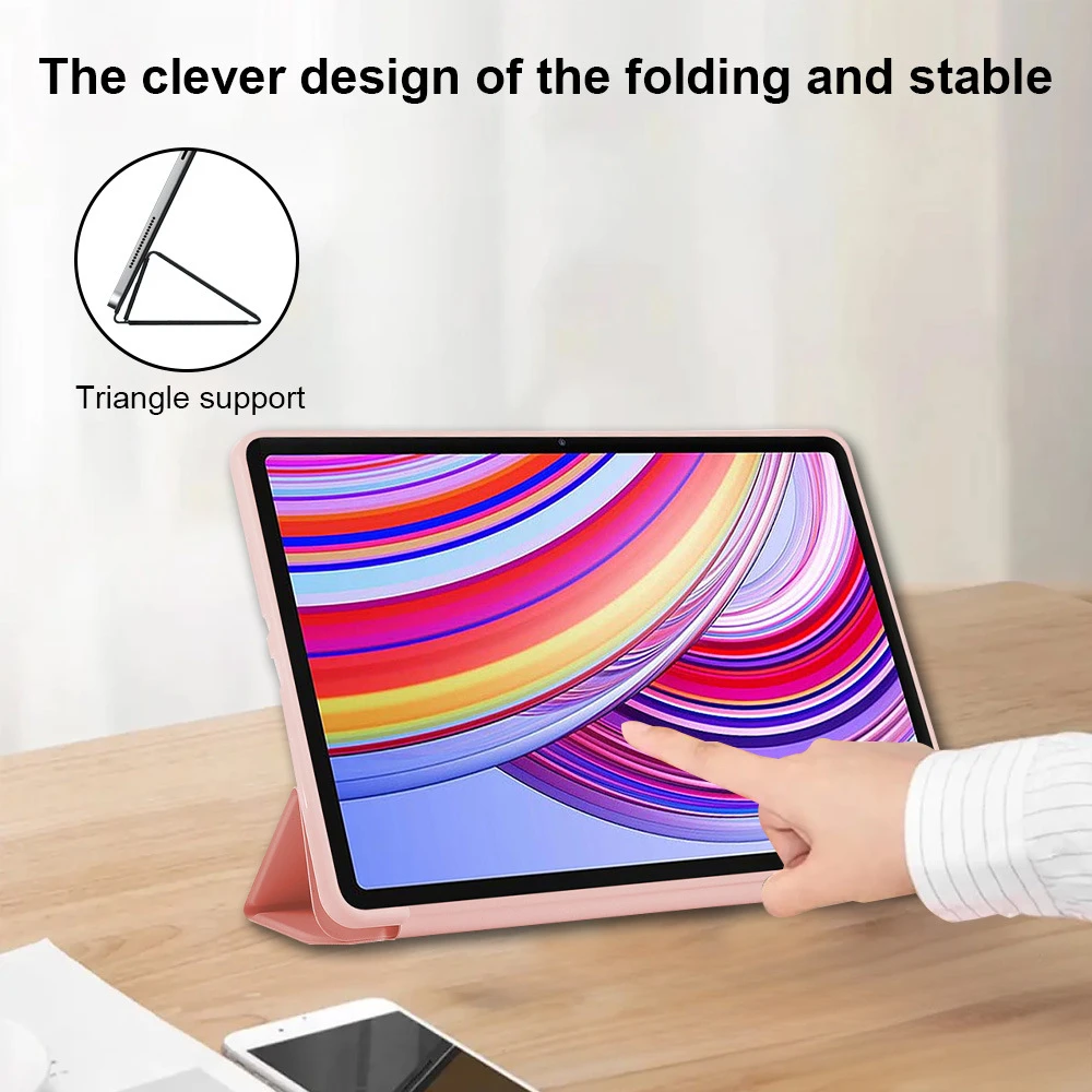 ل Redmi Pad Pro حافظة 12.1 بوصة حامل الوجه PU الغطاء الواقي ل Redmi Pad Pro Poco Pad 12 1 2024 ملحقات اللوحي