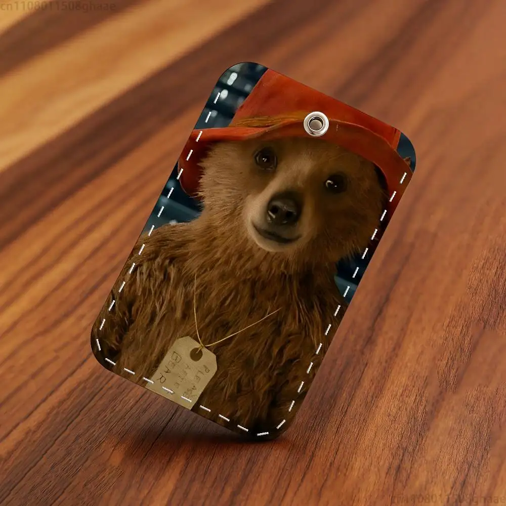Simpatico orsetto P-Paddington Custodia per carte rettangolare Portachiavi Borsa per carte di accesso Portachiavi Portachiavi Porta carte in pelle Accesso