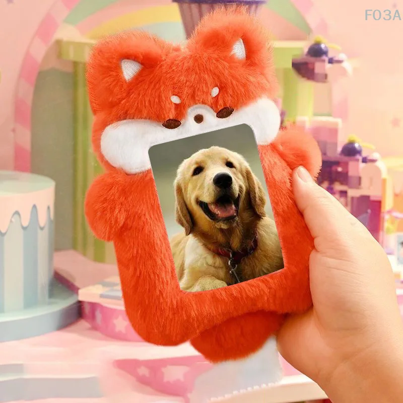 ID Photo Card Holder For Students Cute Fluffy Fox Photocard Case Fashion Bus Door Cards Sleeve Identity Badges Protective Cover