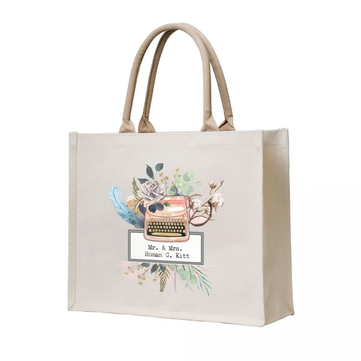 

Mr. and Mrs. Roman C. Kitt Divine Rivals Typewriter Flowers Tote Bag tote bag custom Shopper handbag Shopper Canvas
