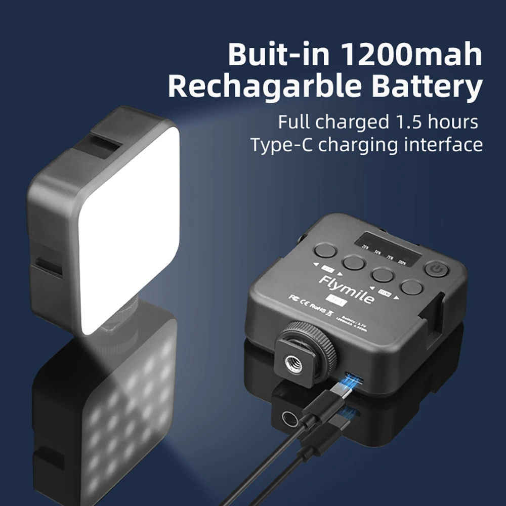 Flymile RGB 비디오 조명 LED 카메라 필 라이트 2500-9000K CRI 95+ 사진 조명 Sony/DSLR/Canon 용 디밍 가능 패널 램프