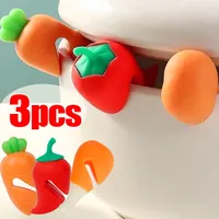 3/1pcs Silicone Pot Lid Holder Anti-spill Rack Lifting Device Carrot Pepper Chicken Leg Cover Clips Home Reusable Cooking Tools