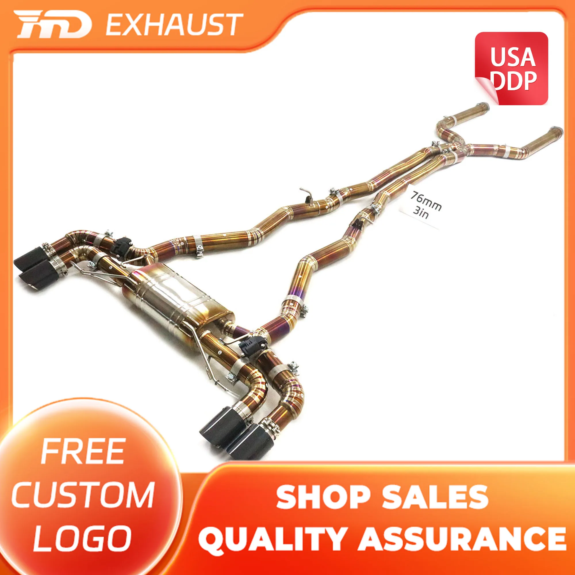 

HMD Hot Sale Titanium Exhaust System Catback Exhaust for BMW M5 F90 4.4T S63 Engine 2018-2022 Car Muffler Electronic Valve