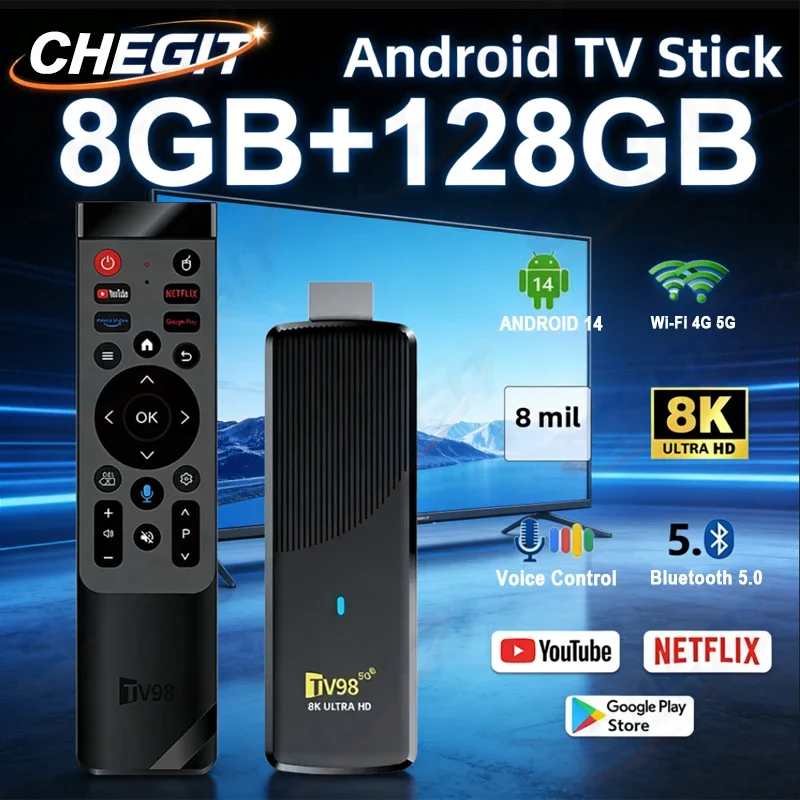 

Смарт-ТВ приставка Android 14 X9 с Wi-Fi 6, 4-ядерным процессором, поддержкой видео 8K, голосовым помощником Google, 8 ГБ ОЗУ + 128 ГБ ПЗУ для Netflix, YouTube и медиаплееров