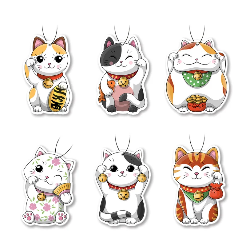 Car Fragrance Piece Hanging Type Fortune Cat Car Pendant Light Fragrance Car Fragrance Perfume Piece Deodorant Pendant