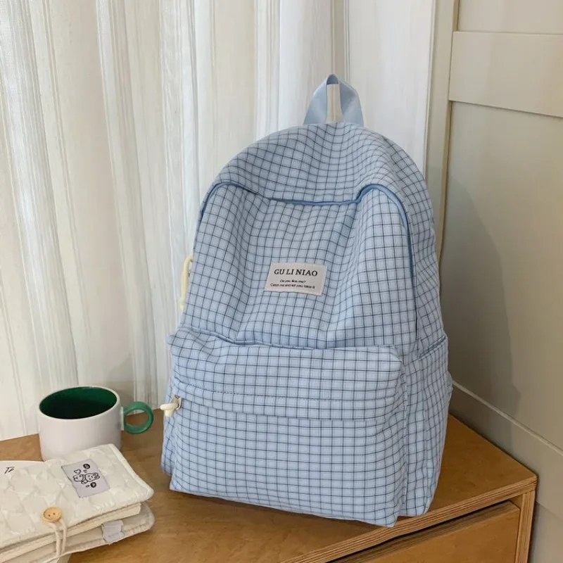 HAEX Harajuku Casual Backpacks Women 2025 Plaid Large Capacity for Short Trip Mochilas Para Mujer Students Commute Bag Female