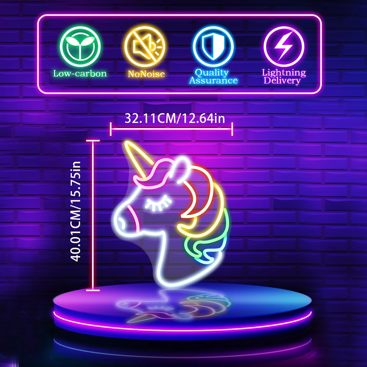 Eenhoorn Pony Patroon Anime Neon Teken Hartvormige Letters Kunst Neon Teken, Bruiloft Licht Van Liefde Teken