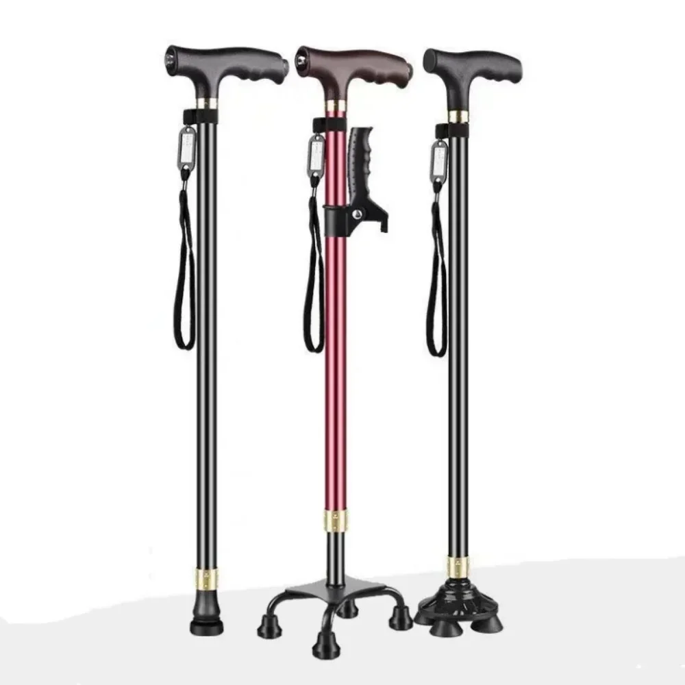 Bengala com luz LED para idosos – muleta ajustável de liga de alumínio com base de borracha antiderrapante para idosos/homens/desconchados