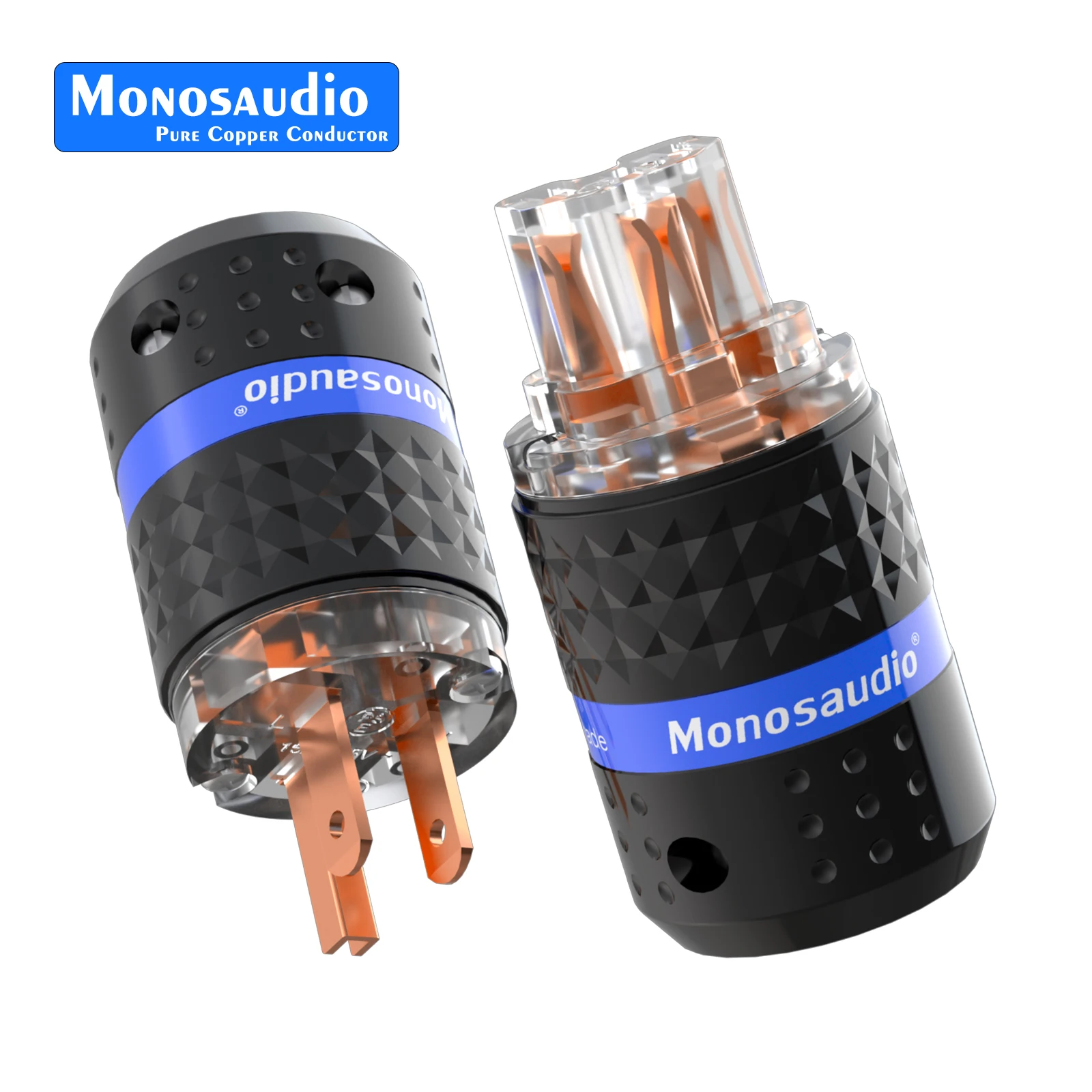 

Monosaudio 5N Pure Copper Gold Plated Rhodium Plated Hifi Audio US Male Mains AC Power Socket For DIY Power cable Plug 250V 10A