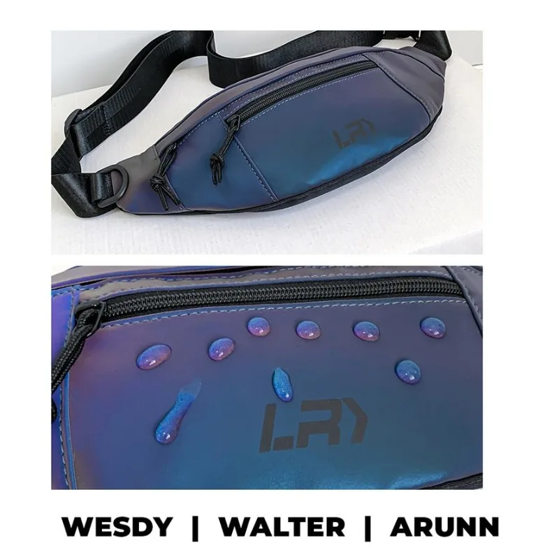Borsa pettorale riflettente da corsa notturna Borsa a tracolla unisex a tracolla di grande capacità Marsupio da uomo Sport Escursionismo all'aperto Ciclismo Hip Hop