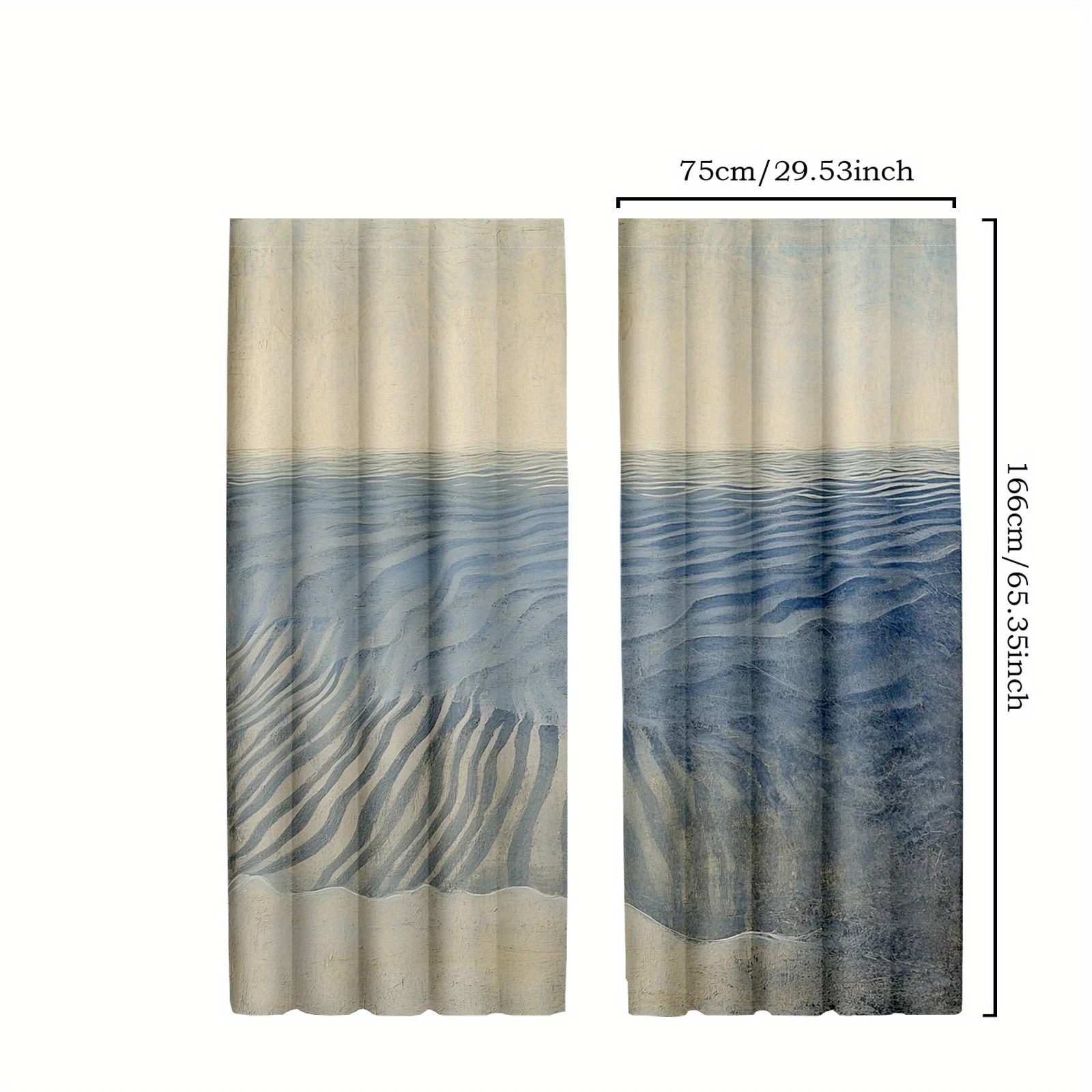 Coastal Ocean Wave Curtains Gradient Ombre Beach Window Panels for Living Room Bedroom Tropical Water Decor Drapery Waterproof P