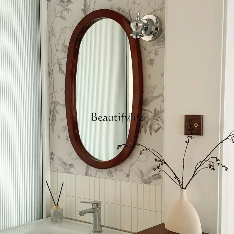 

LMedieval bathroom mirror sink makeup mirror wall-mounted retro style