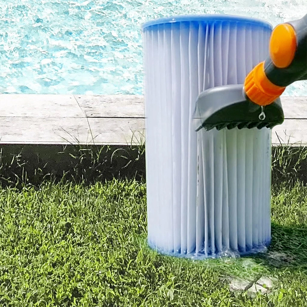 منظف مرشح خرطوشة حمام السباحة المحمول مع مقبض حوض استحمام ساخن سبا تصفية المياه خرطوم تنظيف فرشاة تصفية حمام السباحة