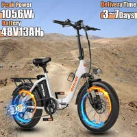U3 E-bike 750W Powerful Motor 48V13AH Lithium Battery All Terrain Electric Bicycle Snow 20*3.0-in Fat Tire Folding Electric Bike