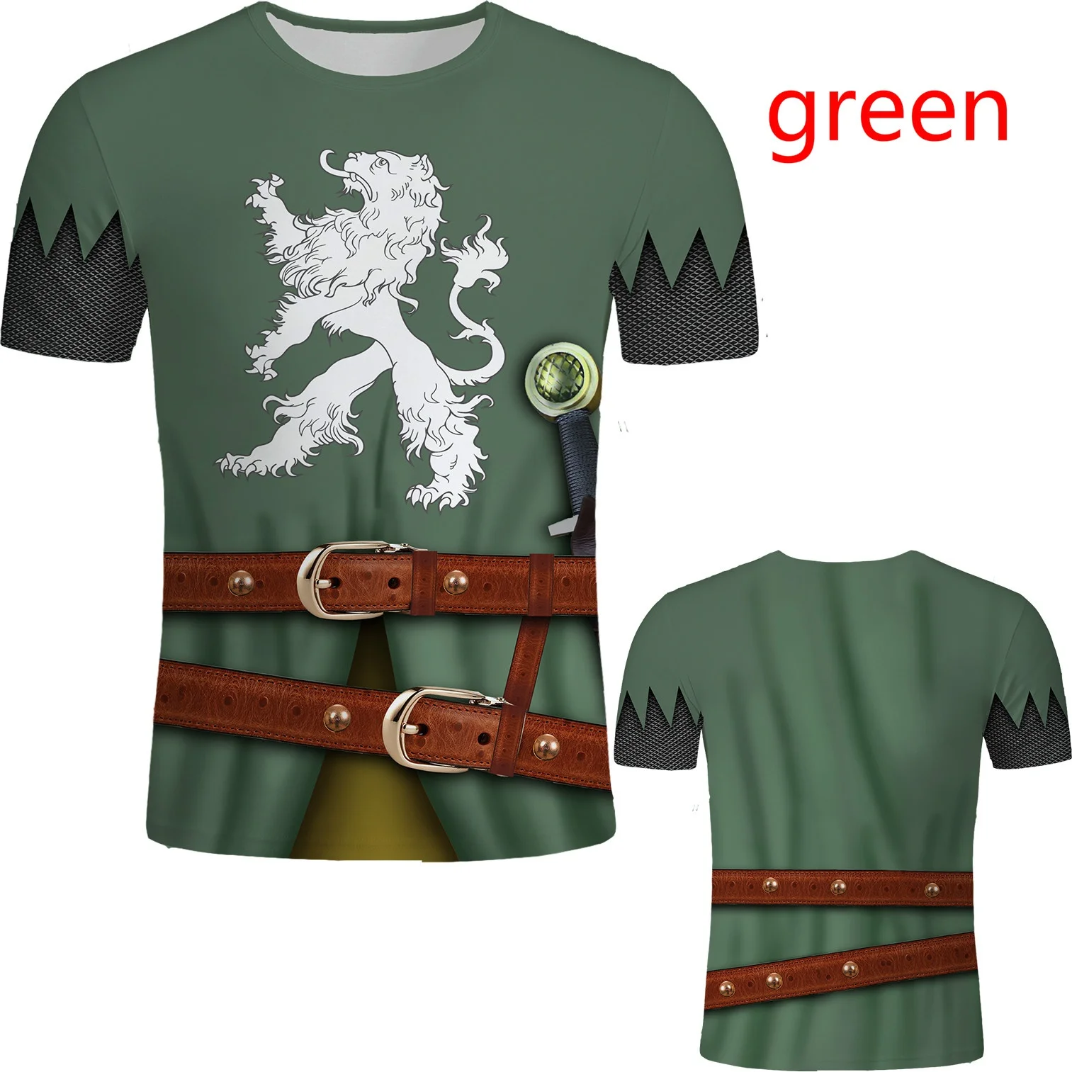 Men\'s 3D Print Medieval Knight Cosplay T Shirt Retro Style Knight Armor Pattern Short Sleeve Cool Tee Tops