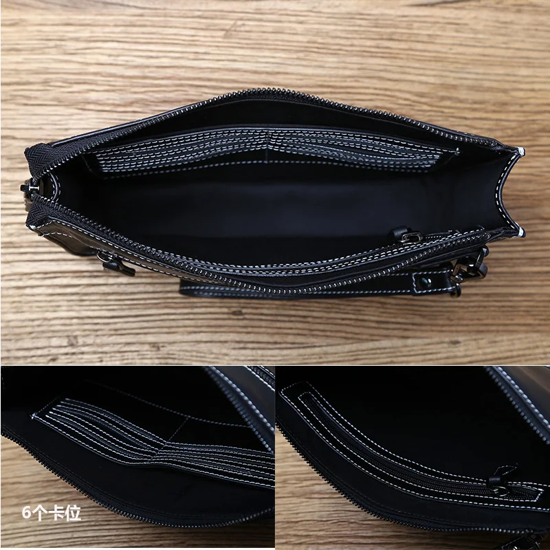 Nzpj Echt leder Herren Clutch Tasche natürliche Rindsleder Brieftasche große Kapazität Handy tasche lässig Business Umschlag für – Detail 16