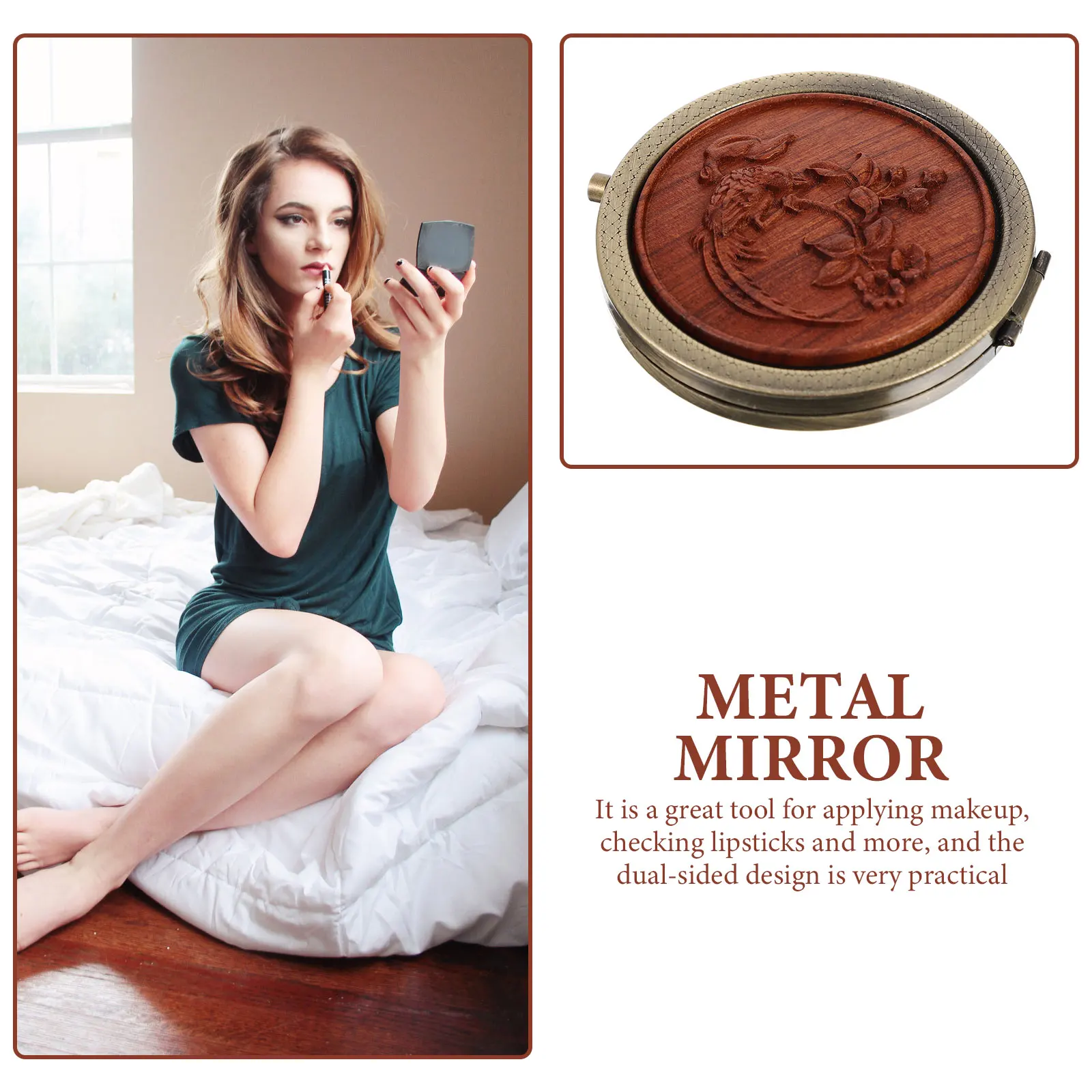 Retro Vanity Mirror Folding Small Makeup Mirrors Vintage Compact for Women Handheld Travel