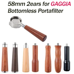 58MM 2ears Bottomless Portafilter for GAGGIA Universal Coffee Handle Home Espresso Solid Wood Modified Handle Barista Tool