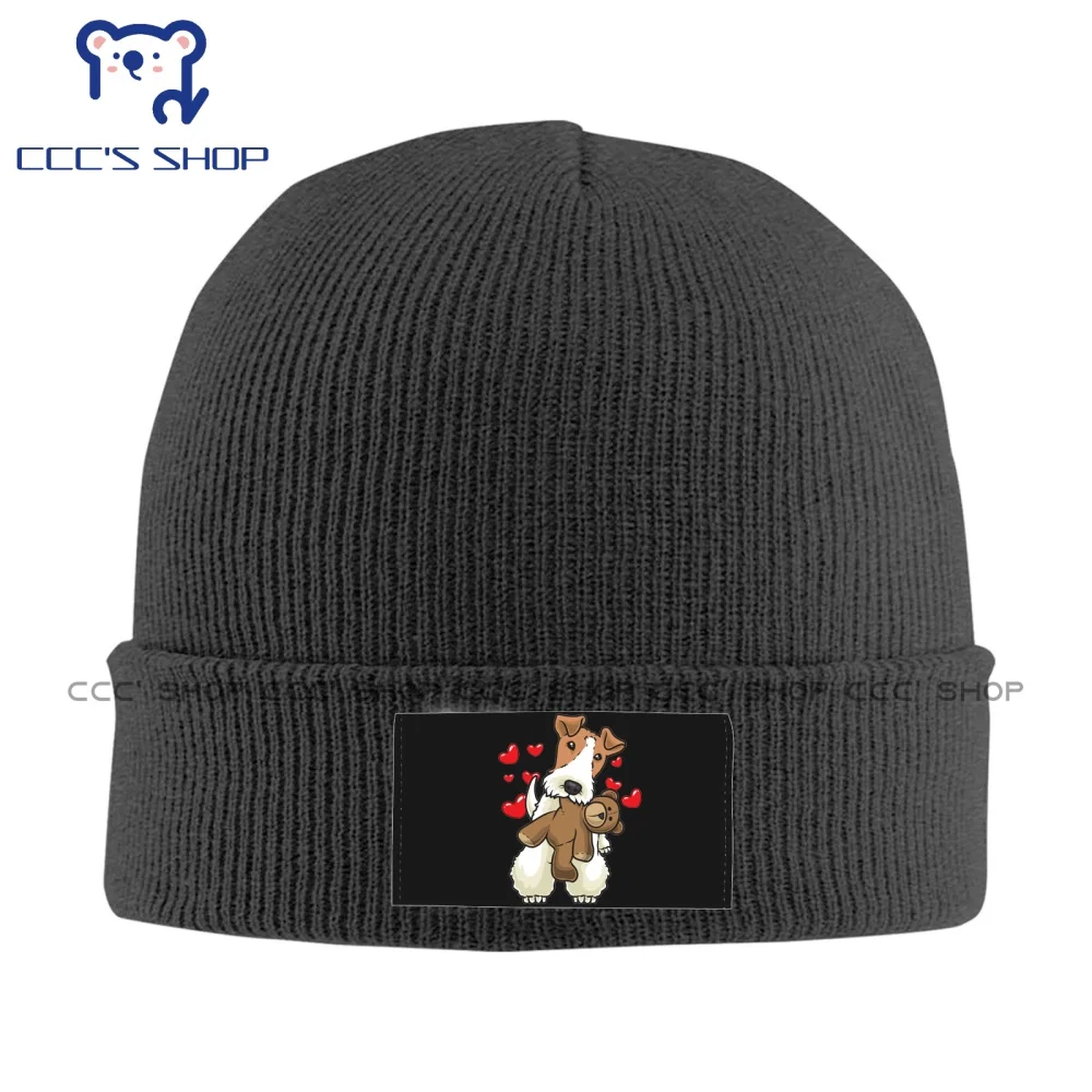 Fox Terrier Wirehaired Dog with Stuffed Animal  Baseball cap Snapback Caps Knitted Hat