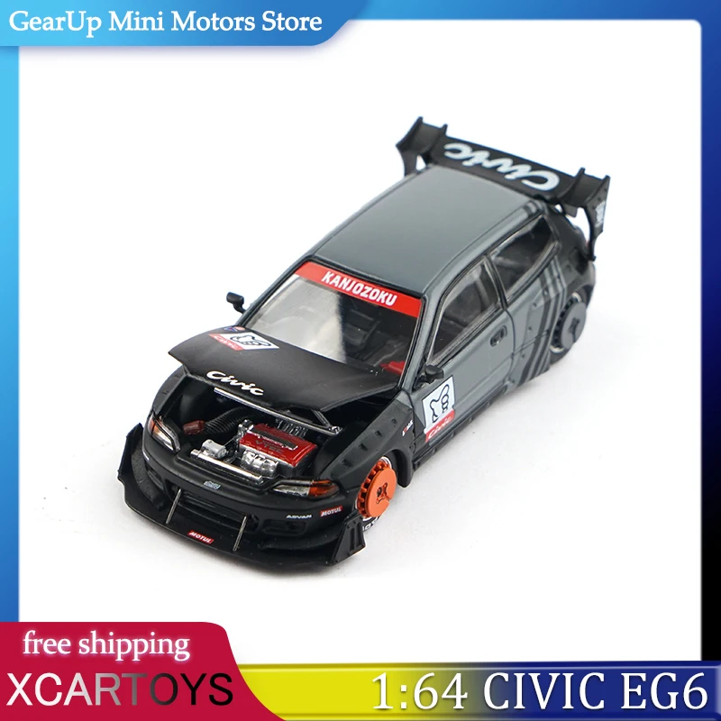

XCARTOYS x POP 1:64 Honda Civic EG6 Rocket Bunny JDM Tuned из сплава, литой под давлением классический 2-дверный суперкар, копия коллекционной игрушки-дисплея
