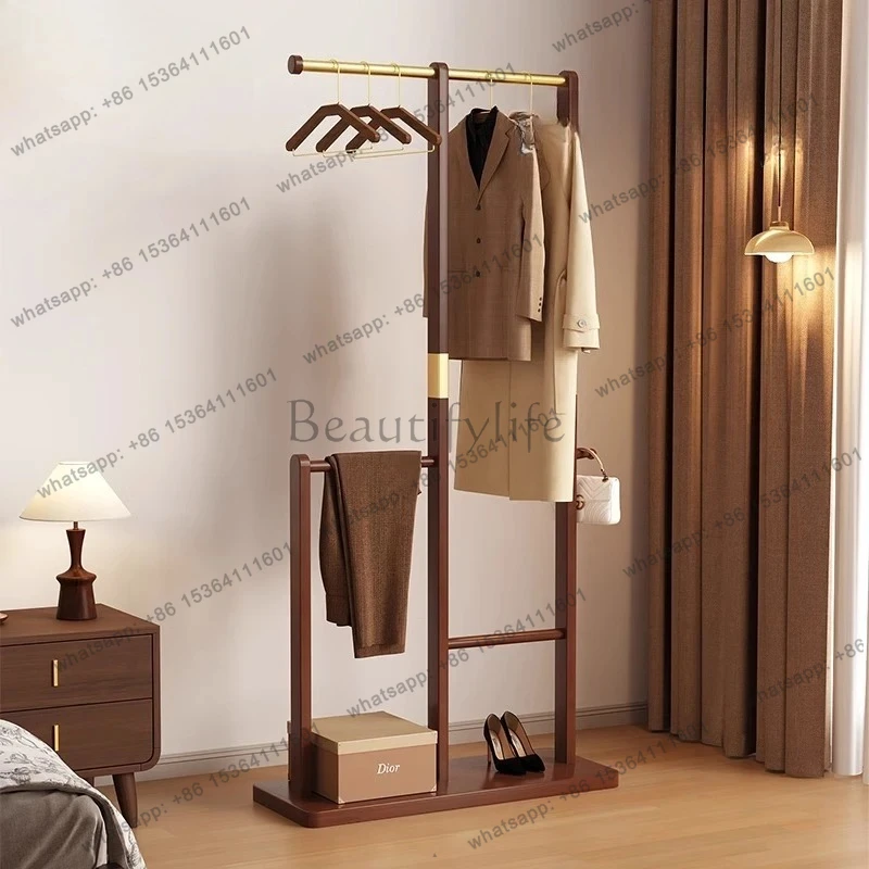 

Italian light luxury solid wood hanger floor-to-ceiling bedroom bedside clothes new Chinese storage fashion