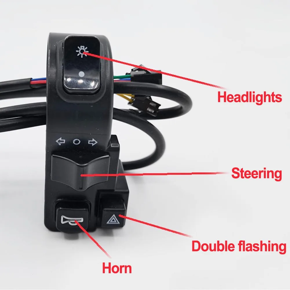 4-in-1 Electric Vehicle Multifunction Waterproof Combination Switch Universal Handlebar Horn 7/8 Inch 22MM Electric Scooter