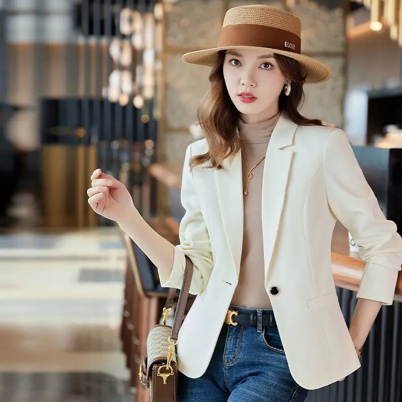 Blazer casual para mujer con traje de temperamento superior profesional delgado y corto pequeño