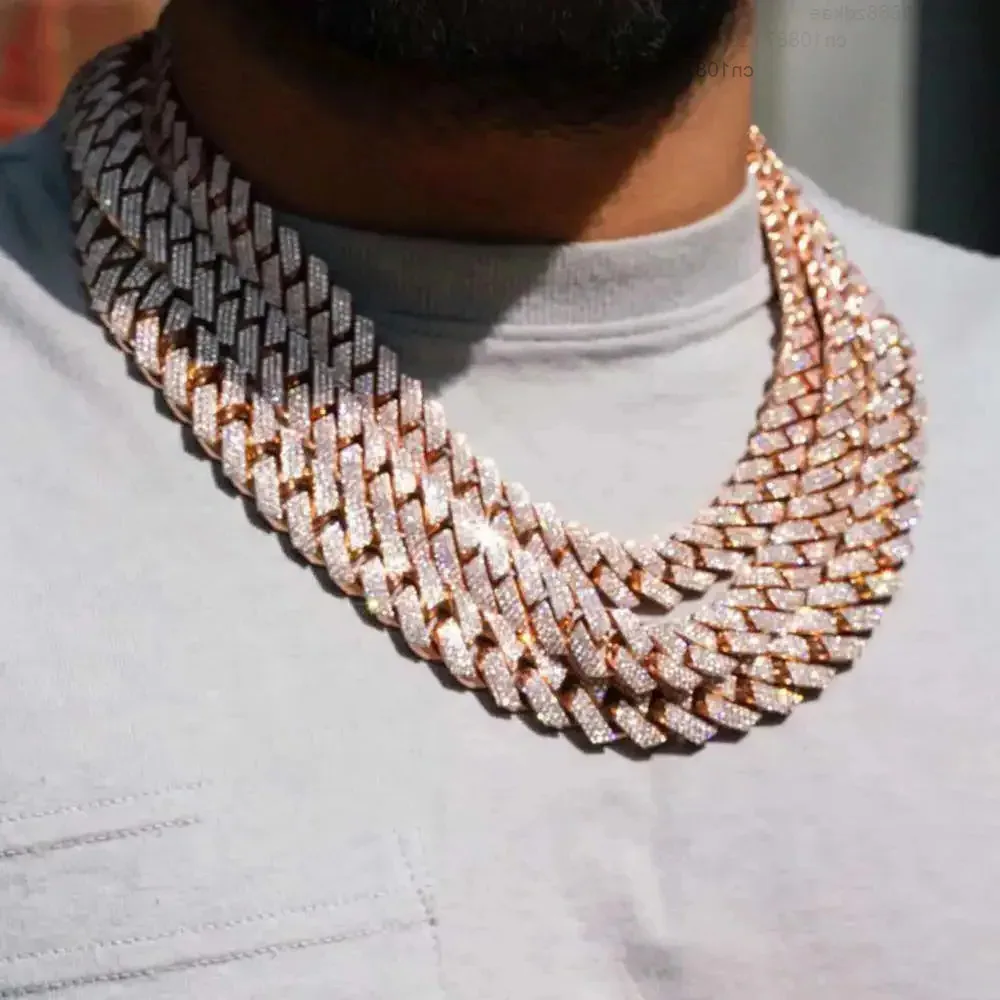 

Hip Hop Fine Jewelry Iced Out Necklace Vvs Diamond Moissanite Cuban Link Chain 925 Silver for Men 10mm 12mm 15mm 20mm Custom