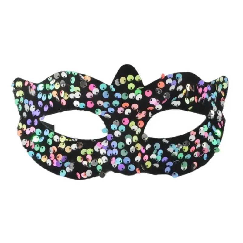 

652F Halloween Party Mask Pretty Masquerade Mask Lightweight Half Face Mask Shiny Sequins Mask Evening Prom Mask for Women