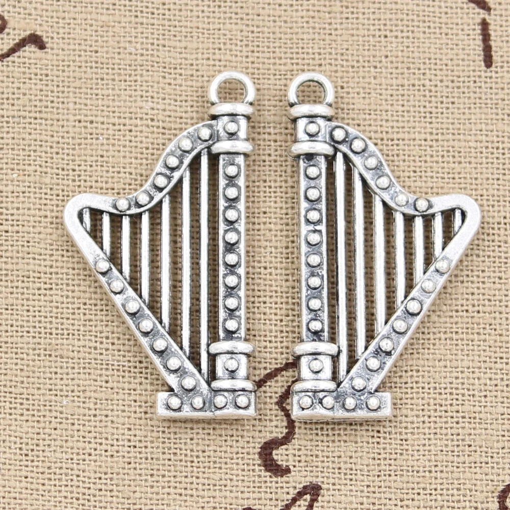 4 قطعة سحر القيثارة الموسيقية 40x21 مللي متر العتيقة قلادة صالح ، خمر التبتية فضة برونز اللون ، DIY اليدوية مجوهرات #1