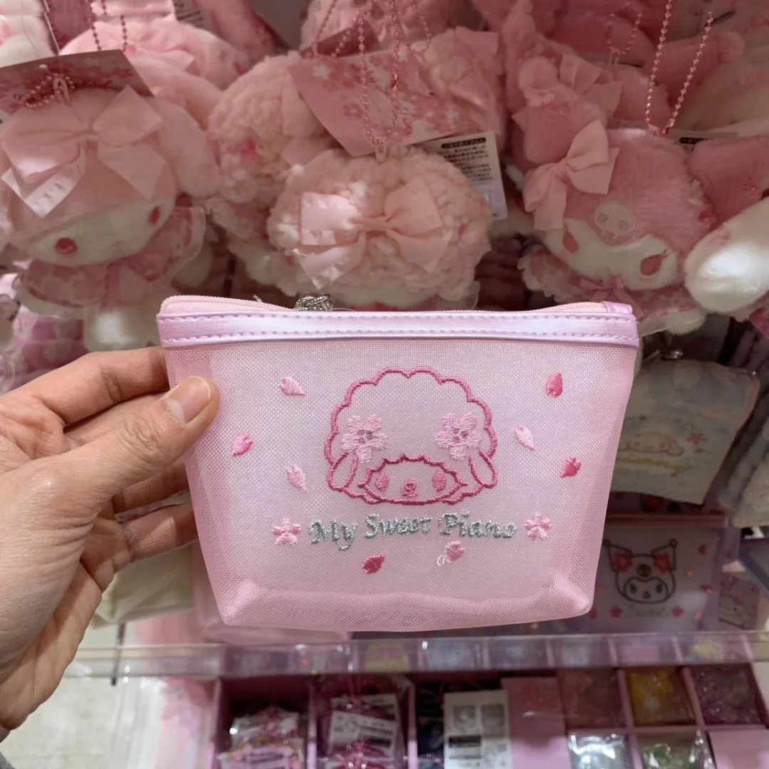 Sanrio Hello Kitty Kuromi Borsa per trucco doppia stampata Borsa di stoccaggio portatile Cartone animato carino Borsa per cancelleria di grande