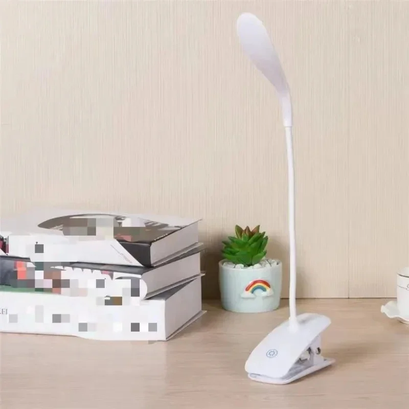 USB Charging Duckbill Desk Lamp with Three Touch Dimming Levels LED Eye Protection for Bedroom Bedside Learning Clip Book Lamp