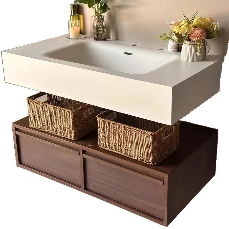 

Medieval style integrated basin, bathroom cabinet, combined bathroom, washbasin, sink, washbasin cabinet, cream wind