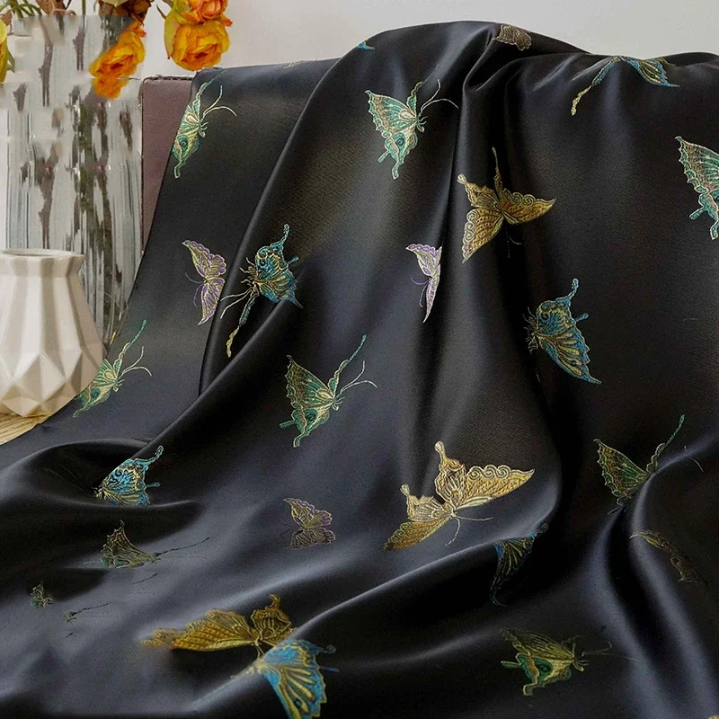 Colorful Butterfly Brocade Yarn Dyed Jacquard Fabric Dress Cheongsam Bag Decorative Sewing Fabric By Half Meter