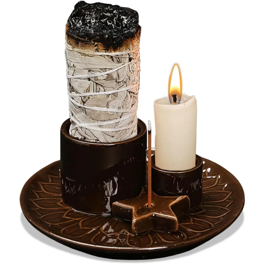 

Держатель Palo Santo, держатель горелки с обратным потоком, подсвечник, держатель горелки Sage для горения, керамический держатель для горелки для палочек для