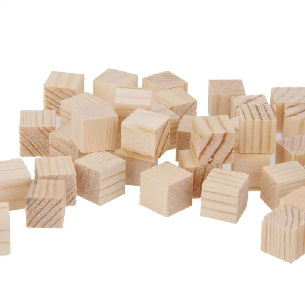 Enfeite De Cubos De Madeira Natural Mini para Artesanato, Quadrado, 10x10x10mm, 50Pcs