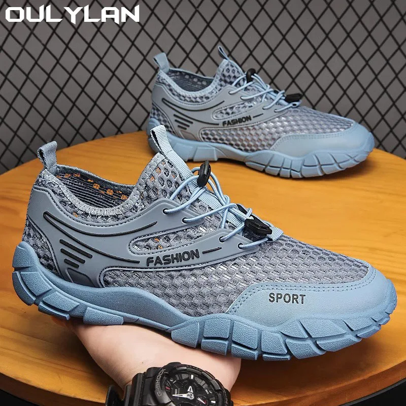 

Уличные легкие дышащие кроссовки для бега Oulylan, повседневная прогулочная обувь для бега, мужские Нескользящие походные ботинки, сетчатые кроссовки