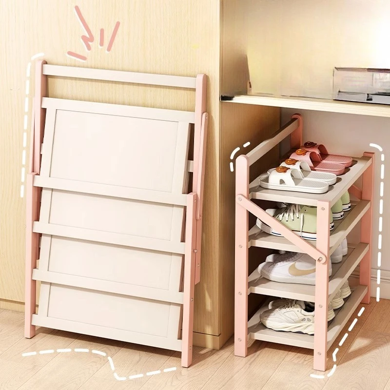 

Foldable Shoe Rack Space-Saving No-Assembly Multi-layers Shoes Organizer Bamboo Storage Shelf