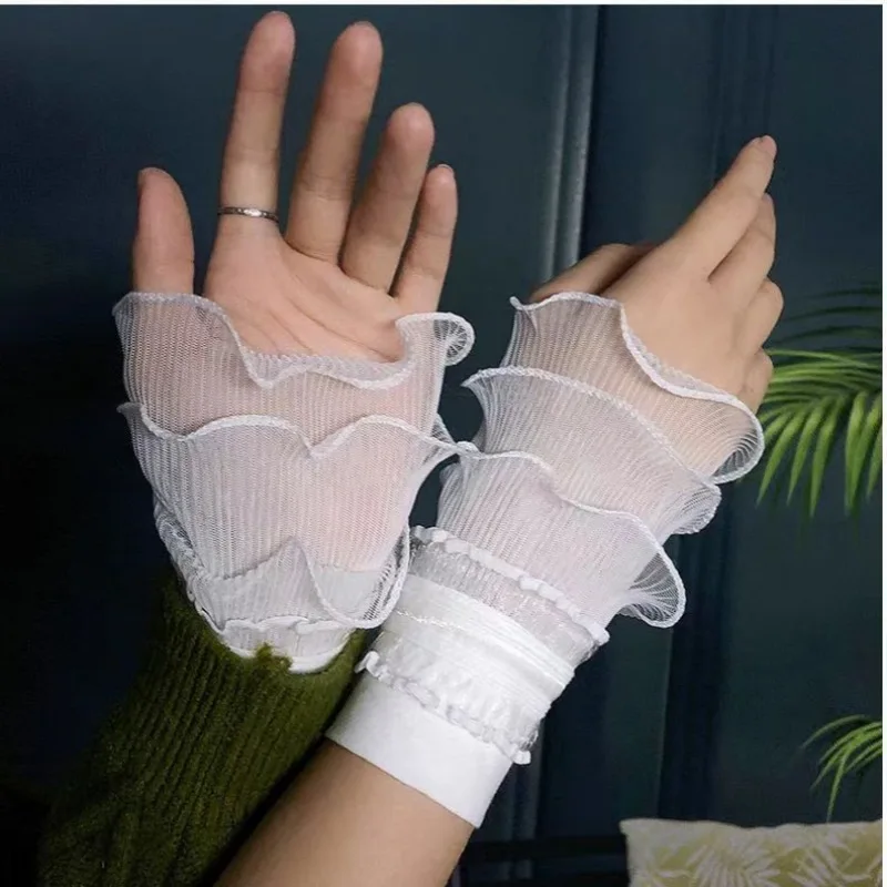 Lengan palsu rajutan renda dekoratif manset renda Lolita