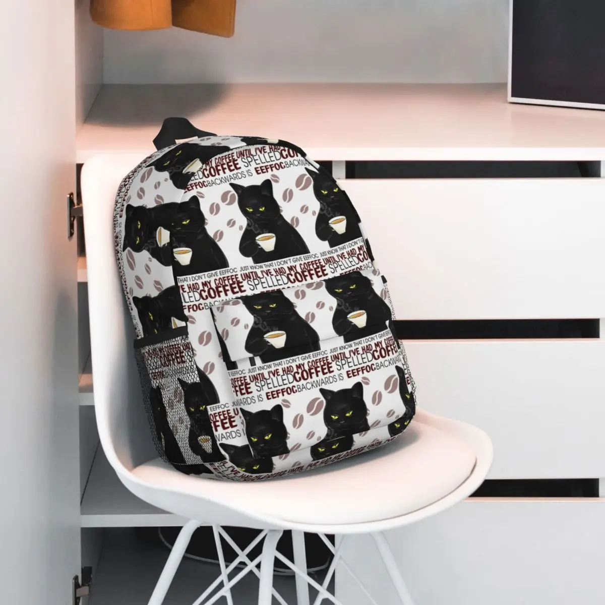 Cat Befor Coffee I Hate Everyone,After Coffee I Feel Good Backpack Daypack Large Capacity BookBag Shoulder Bags School Bag