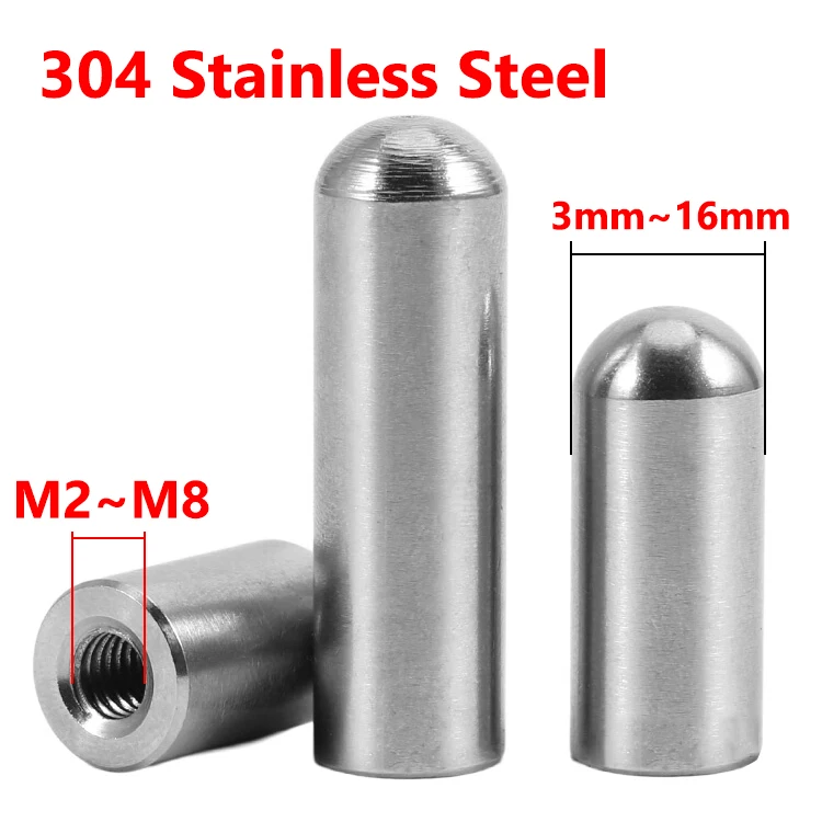 M2 M2.5 M3 M4 M5 M6 M8 Internal Thread Round Head Pins 304 Stainless Steel Single Round Head Positioning Hollow Pins