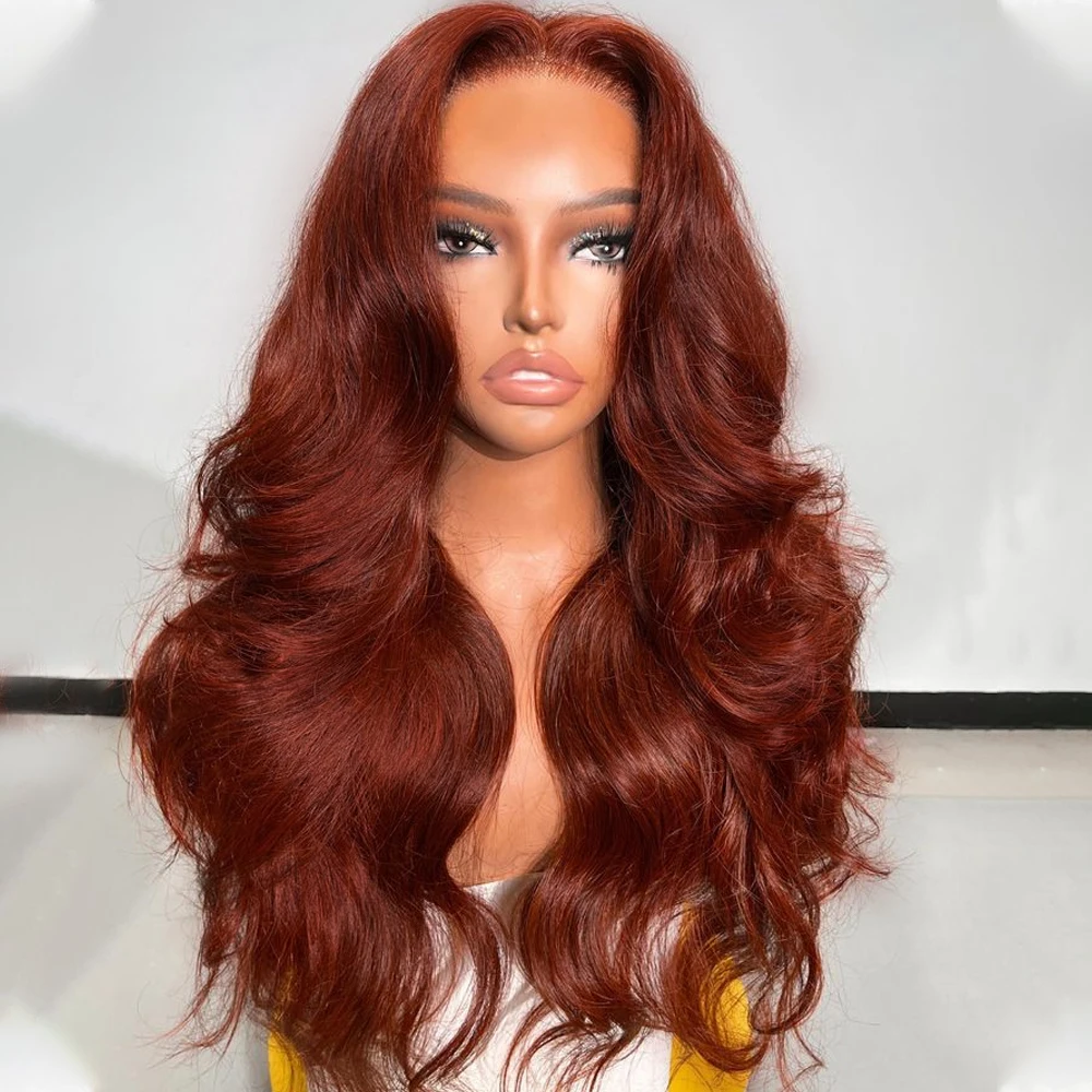 

Reddish Brown Body Wave Human Hair Wigs 13X4 Lace Front Wig Human Hair 200 Density Pre Plucked Wig For Black Women
