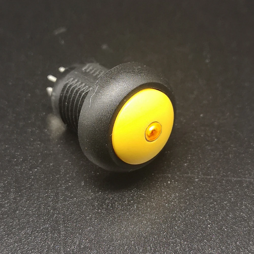 12mm Black Body Platic Switch Power Symbol LED Illumination Momentary Reset Fixation Self Locking Latching Waterproof Switch